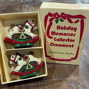 Vintage rocking horse candle holders collector ornament, 90’s era